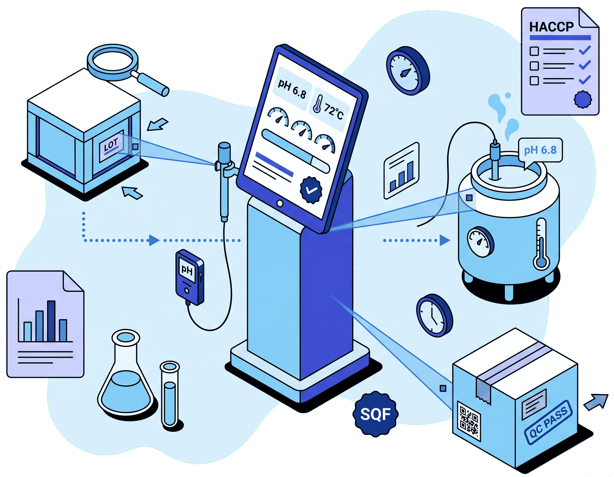 Quality control software dashboard for HACCP and SQF compliance