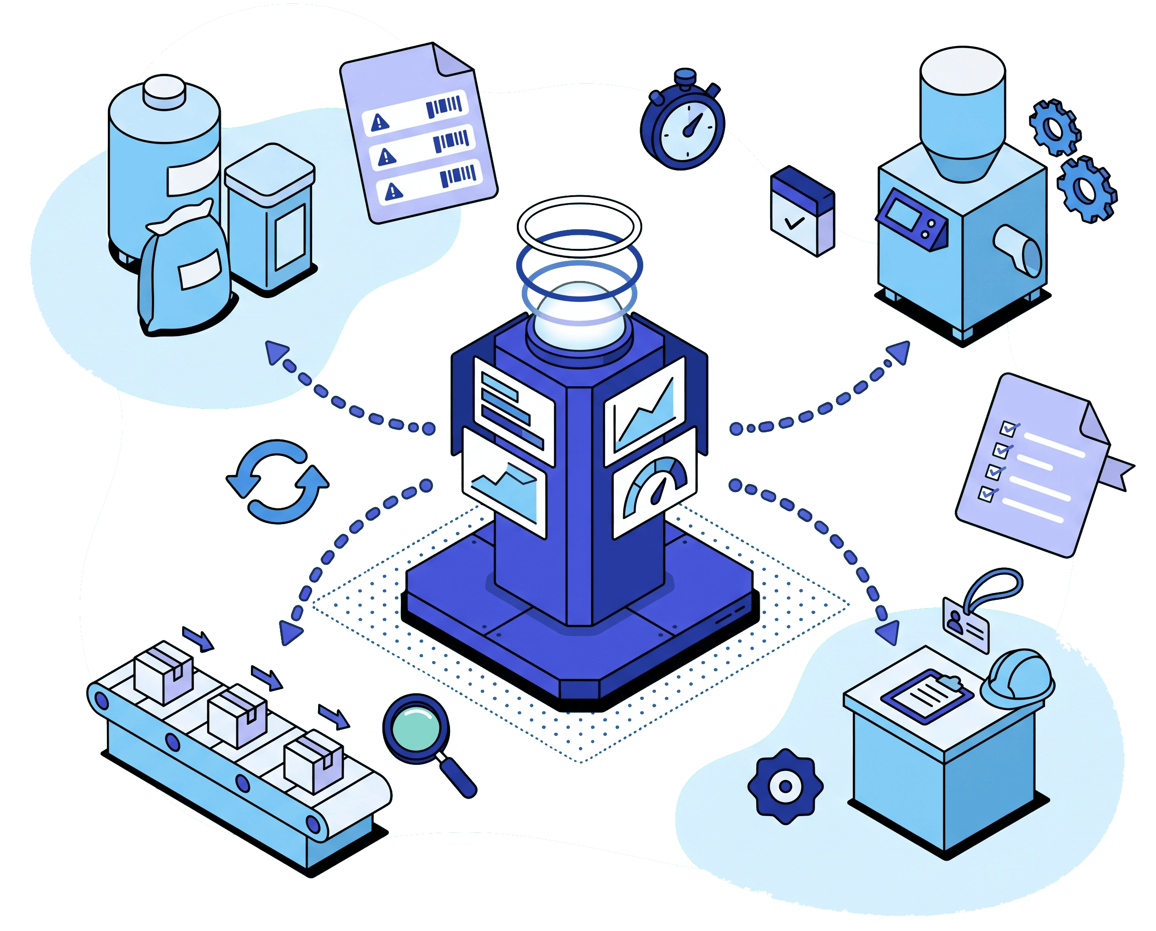 Smart inventory management dashboard for food manufacturers with batch, lot, and barcode tracking