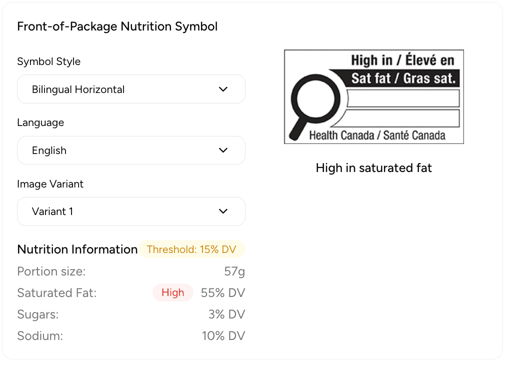 Front-of-package nutrition symbol